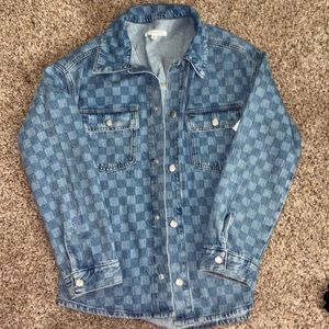 Pacsun Oversized Checkered Jean Jacket